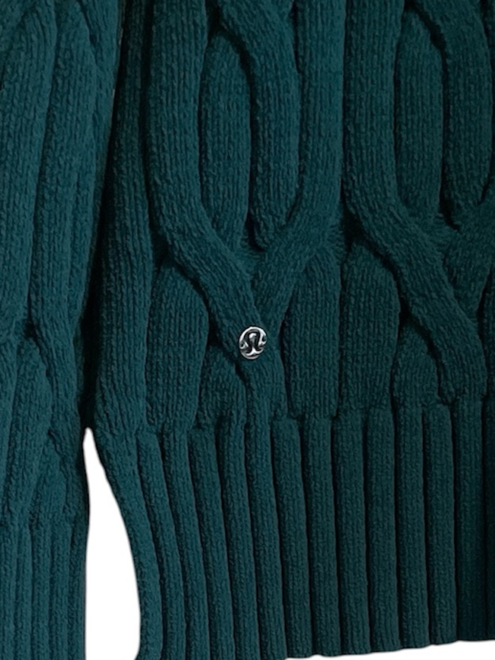 Lululemon Cable-Knit Oversized Crewneck Sweater Storm Teal Size Medium - Picture 6 of 8